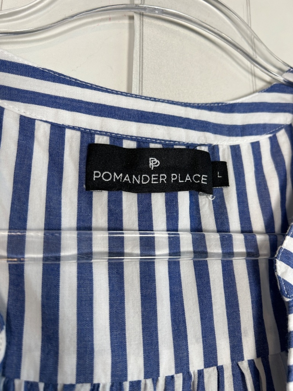 Tuckernuck Pomander Place Size L Kenzo Dress Blue Stripe Tiered Cotton Poplin - Picture 7 of 9
